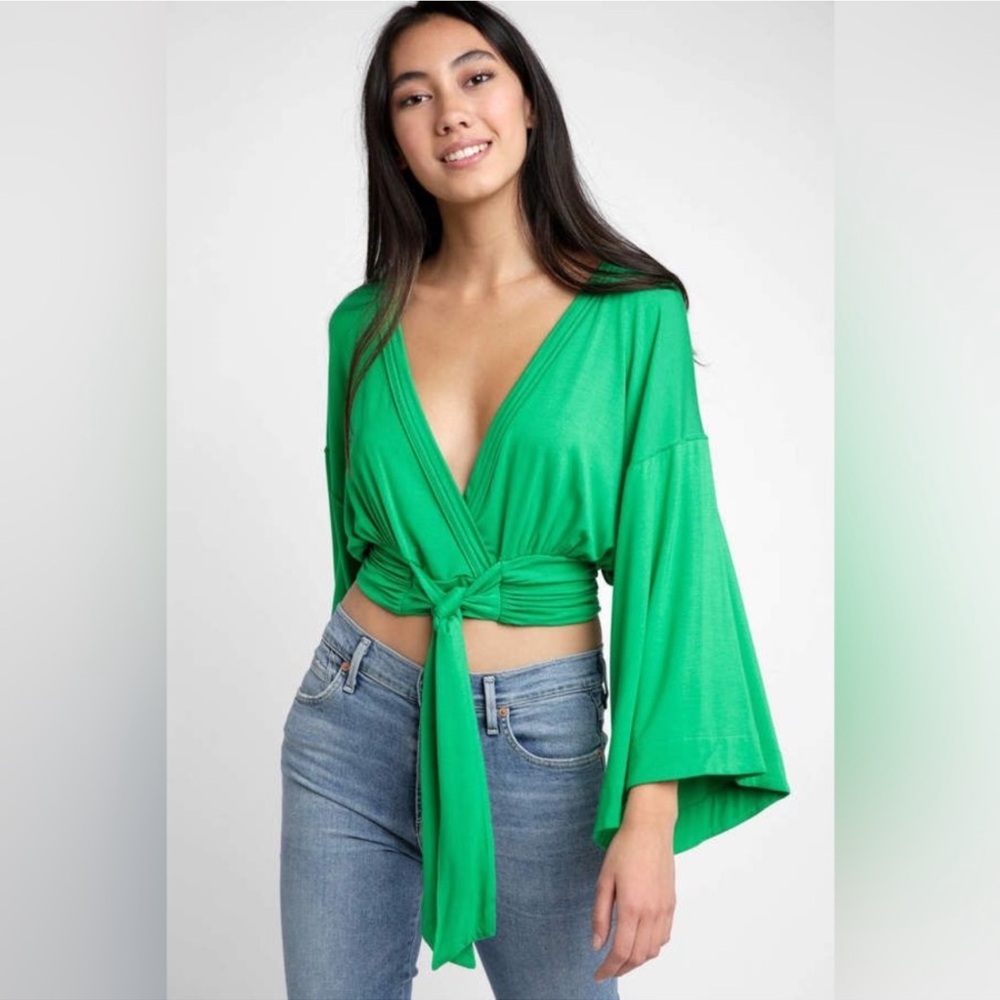 Free people green wrap top